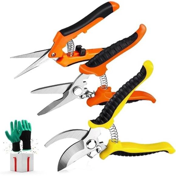 3 Pack Garden Pruning Shears Stainless Steel Blades Handheld Pruners Set - Picture 7 of 7